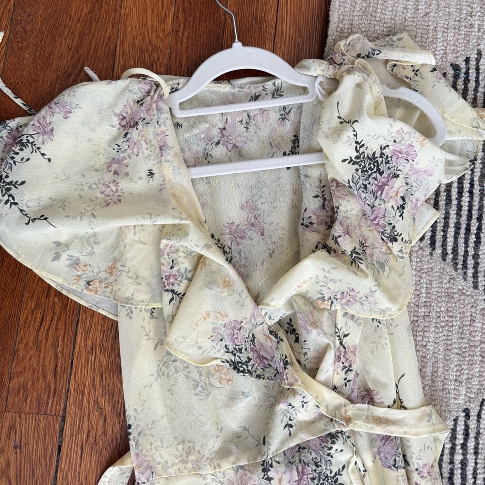 Vintage Ethereal Floral Tiered Wrap Maxi Dress